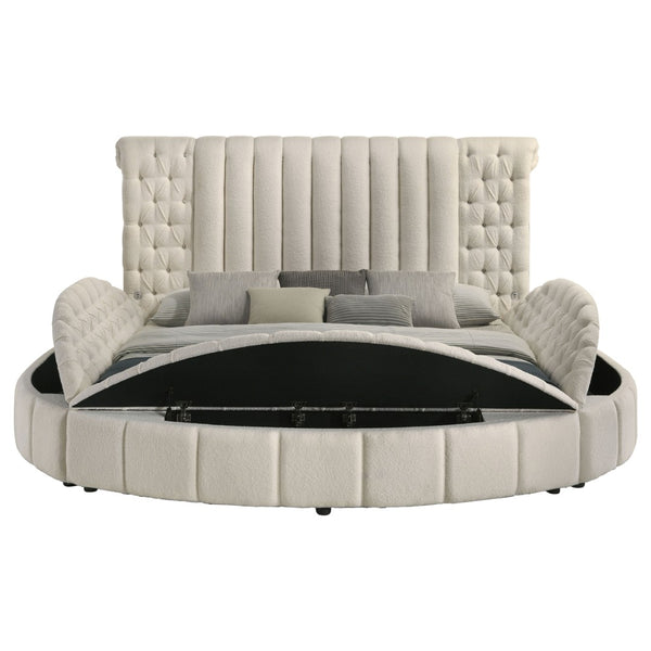 English Elm Santiago Bouclé Upholstered Eastern King Bed with Channeled Headboard and Usb Charging B062S01768