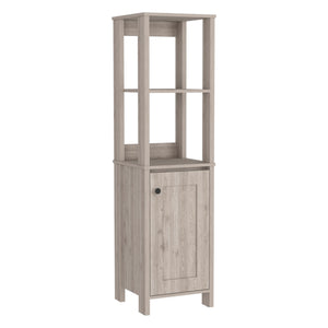 English Elm St. Clair Linen Cabinet Grey with Two Interior Shelves, Two Open Shelves, Single Door, Elevated Legs B200P188850