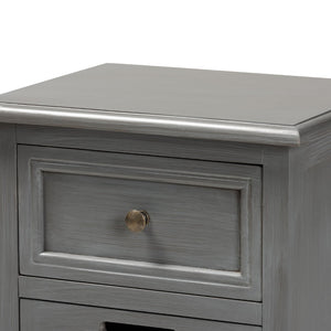 Baxton Studio Baxton Studio Sheldon Vintage Grey 3-Drawer End Table - Modern Design with Rattan Accents for Storage JY20B072-Grey-ET