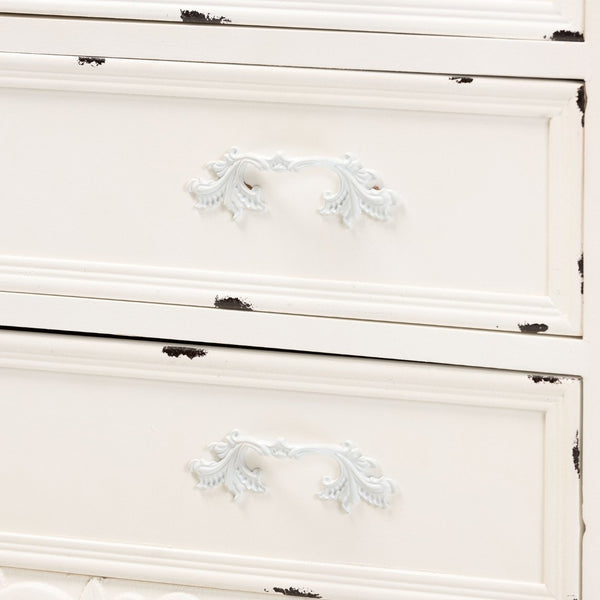 Baxton Studio Baxton Studio Levron Elegant Two-Tone 5-Drawer Storage Cabinet in Walnut Brown & Antique White Finish JY20B089-Antique White-5DW-Cabinet