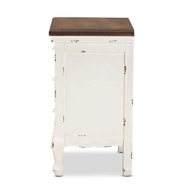 Baxton Studio Baxton Studio Elegant 3-Drawer End Table with Antique White & Walnut Finish for Timeless Charm JY20B090-Antique White-ET