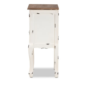Baxton Studio Baxton Studio Levron Elegant Two-Tone Walnut and Antique White End Table with 2 Drawers for Storage JY20B091-Antique White-ET