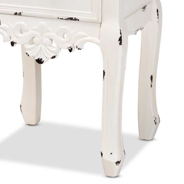 Baxton Studio Baxton Studio Levron Elegant Two-Tone Walnut and Antique White End Table with 2 Drawers for Storage JY20B091-Antique White-ET