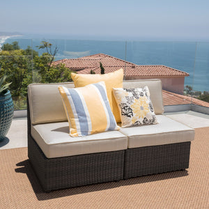 English Elm Santa Cruz Outdoor Wicker Sectional Armless Chair Set with Plush Weather Resistant Cushions Dark Brown 52976.00IRN
