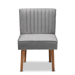Baxton Studio Baxton Studio Alvis Dining Nook Set - Mid-Century Modern Grey Velvet & Walnut Wood for Cozy Spaces 5-Piece BBT8063-Grey Velvet/Walnut-5PC Dining Nook Set