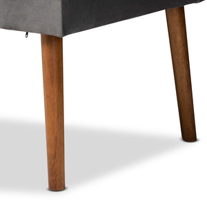 Baxton Studio Baxton Studio Alvis Dining Nook Set - Mid-Century Modern Grey Velvet & Walnut Wood for Cozy Spaces 5-Piece BBT8063-Grey Velvet/Walnut-5PC Dining Nook Set