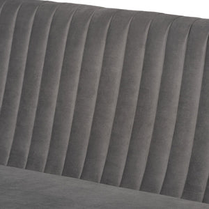 Baxton Studio Baxton Studio Alvis Stylish Grey Velvet Dining Nook Set with Walnut Legs for Cozy Spaces BBT8063-Grey Velvet/Walnut-2PC SF Bench