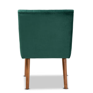 Baxton Studio Baxton Alvis Mid-Century Modern Dining Chair – Emerald Velvet & Walnut Wood, Perfect for Small Spaces BBT8063-Emerald Velvet/Walnut-CC