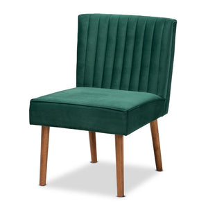 Baxton Studio Baxton Studio Alvis Mid-Century Modern Velvet Dining Nook Set in Emerald Green & Walnut Finish 4-Piece BBT8063-Emerald Velvet/Walnut-4PC Dining Nook Set