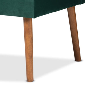 Baxton Studio Baxton Studio Alvis Emerald Green Velvet Dining Nook Banquette Set with Walnut Wood Finish, 2-Piece BBT8063-Emerald Velvet/Walnut-2PC SF Bench