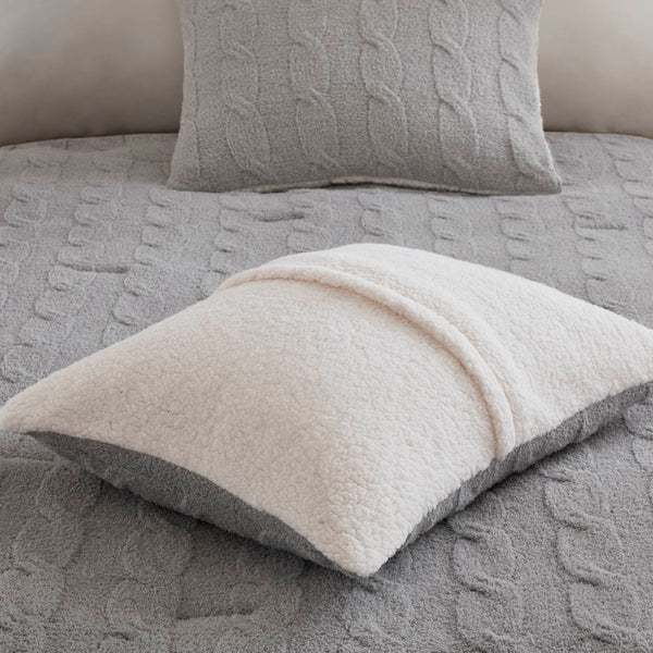 English Elm 2 Pieces Twin Waffle Knit Chenille Comforter Set with Plush Sherpa Reversible Cozy Bedding Ensemble Gray 20.47 L x 11.42 W x 9.84 H B035P381302