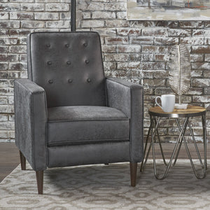 English Elm Christopher Knight Home® - Fabric Recliner Chair Mid-Century Modern Pushback Single Sofa with Tufted Cushion, Birch Legs, Cozy Comfort Slate 60741.00MF