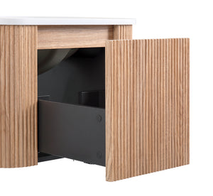 English Elm Arcora 24 Inch Curved Wall-Mount Bathroom Vanity with Integrated Cultured Marble Sink, Soft-Close Drawer, Natural Wood Texture W3235P336171
