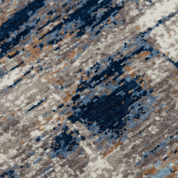 Alora Decor Antonela Eco-Runner 2'6"X8' Navy Beige Abstract Rug – Soft 100% Recycled Polyester, Stain-Resistant Durable Style 11911974400092608