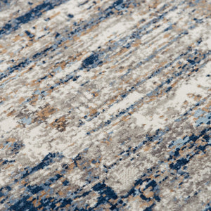 Alora Decor Antonela Eco-Runner 2'6"X8' Navy Beige Abstract Rug – Soft 100% Recycled Polyester, Stain-Resistant Durable Style 11911974400092608