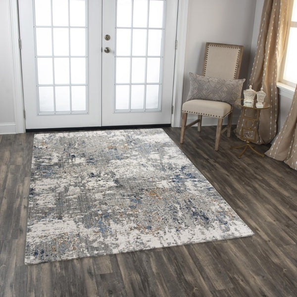 Alora Decor Antonela Gray Abstract Area Rug In Gray & Blue — Durable 100% Recycled Polyester, Soft Hand-Finished Look 8' x 10' 11911974704540810