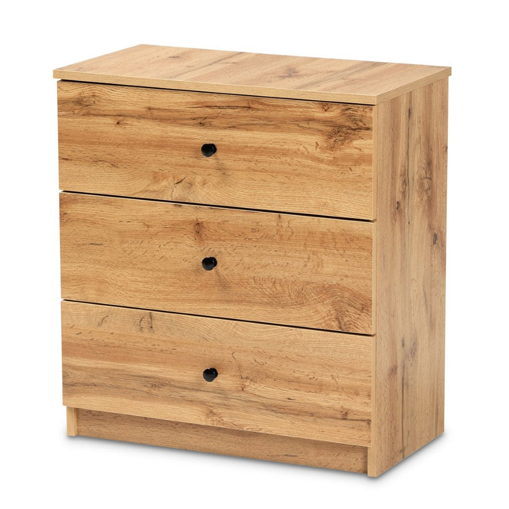 Baxton Studio Baxton Studio Modern Oak Brown 3-Drawer Storage Chest – Stylish Organization for Any Room B06-Wotan Oak