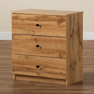 Baxton Studio Baxton Studio Modern Oak Brown 3-Drawer Storage Chest – Stylish Organization for Any Room B06-Wotan Oak