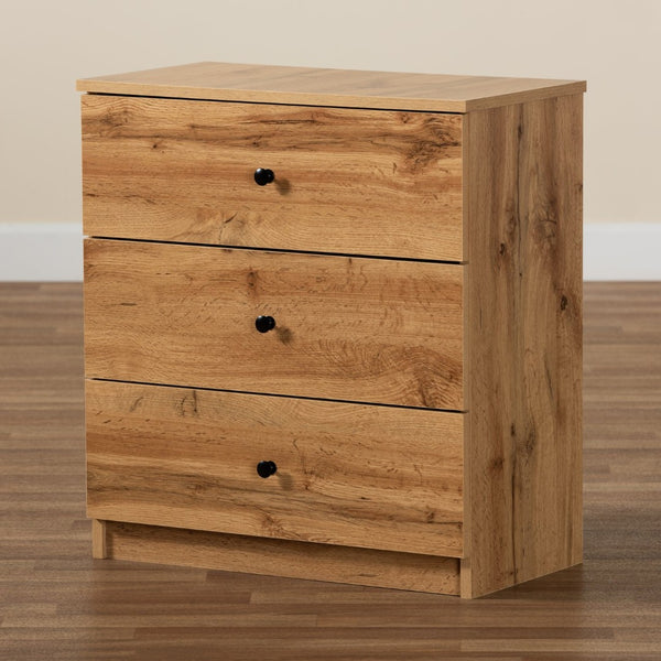 Baxton Studio Baxton Studio Modern Oak Brown 3-Drawer Storage Chest – Stylish Organization for Any Room B06-Wotan Oak