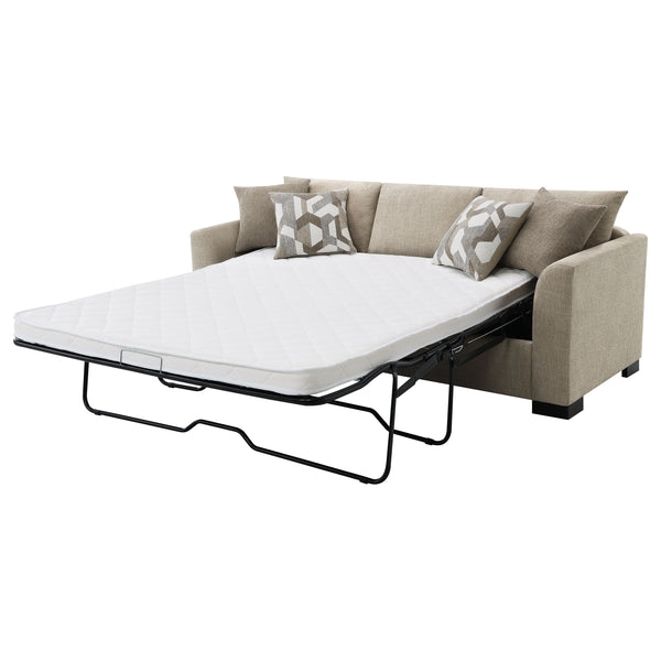 English Elm Pacheco Upholstered Sleeper Sectional with Chaise and Pullout Bed, Patterned Pillows & Sturdy Frame Camel B062P375539