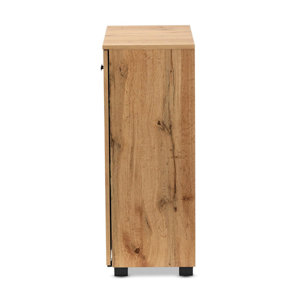 Baxton Studio Baxton Studio Mason Modern Oak Brown Storage Cabinet with Glass Doors for Stylish Home Organization B12-Wotan Oak