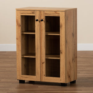 Baxton Studio Baxton Studio Mason Modern Oak Brown Storage Cabinet with Glass Doors for Stylish Home Organization B12-Wotan Oak