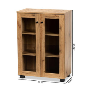 Baxton Studio Baxton Studio Mason Modern Oak Brown Storage Cabinet with Glass Doors for Stylish Home Organization B12-Wotan Oak