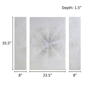 JLA Home INK+IVY - Hand Embellished 3-Piece Abstract Canvas Set — Textured Silver-Sand Burst Art, Ready-to-Hang Statement II95C-0151