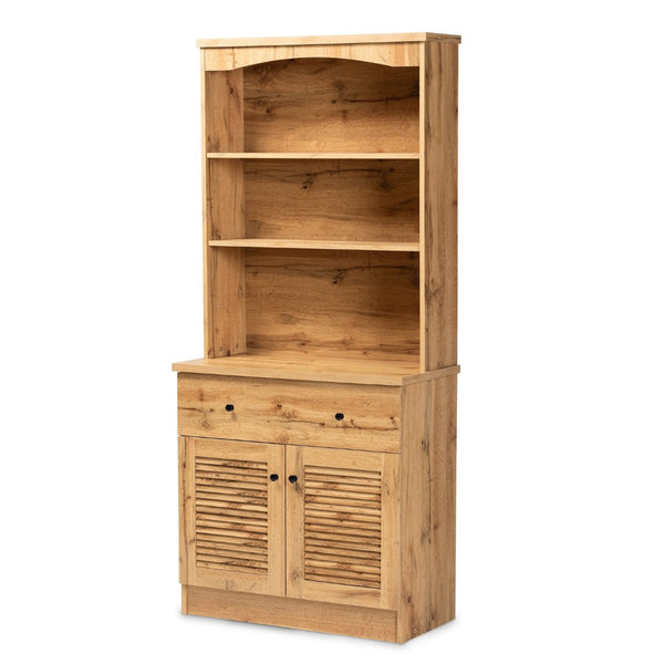 Baxton Studio Baxton Studio Agni Modern Buffet and Hutch - Stylish Oak Brown Kitchen Cabinet with Storage Solutions DR 883701-Wotan Oak