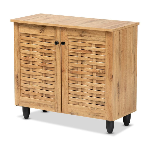 Baxton Studio Baxton Studio Winda Modern Oak Brown Shoe Cabinet - Stylish Storage Solution for Tidy Entryways 2-door SC864572 B-Wotan Oak