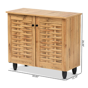 Baxton Studio Baxton Studio Winda Modern Oak Brown Shoe Cabinet - Stylish Storage Solution for Tidy Entryways 2-door SC864572 B-Wotan Oak