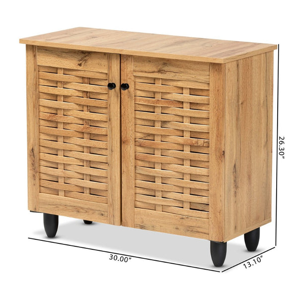 Baxton Studio Baxton Studio Winda Modern Oak Brown Shoe Cabinet - Stylish Storage Solution for Tidy Entryways 2-door SC864572 B-Wotan Oak