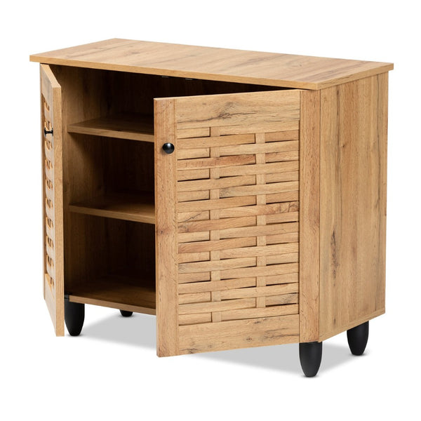 Baxton Studio Baxton Studio Winda Modern Oak Brown Shoe Cabinet - Stylish Storage Solution for Tidy Entryways 2-door SC864572 B-Wotan Oak