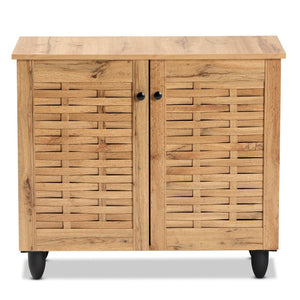 Baxton Studio Baxton Studio Winda Modern Oak Brown Shoe Cabinet - Stylish Storage Solution for Tidy Entryways 2-door SC864572 B-Wotan Oak