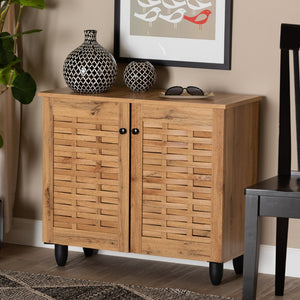 Baxton Studio Baxton Studio Winda Modern Oak Brown Shoe Cabinet - Stylish Storage Solution for Tidy Entryways 2-door SC864572 B-Wotan Oak