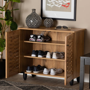Baxton Studio Baxton Studio Winda Modern Oak Brown Shoe Cabinet - Stylish Storage Solution for Tidy Entryways 2-door SC864572 B-Wotan Oak
