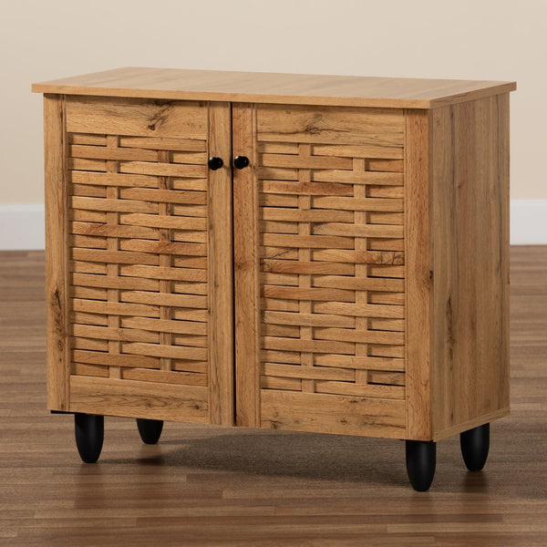 Baxton Studio Baxton Studio Winda Modern Oak Brown Shoe Cabinet - Stylish Storage Solution for Tidy Entryways 2-door SC864572 B-Wotan Oak