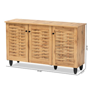 Baxton Studio Baxton Studio Winda Modern Oak Brown Shoe Cabinet - Stylish Storage Solution for Tidy Entryways 3-door SC864573 B-Wotan Oak
