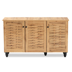 Baxton Studio Baxton Studio Winda Modern Oak Brown Shoe Cabinet - Stylish Storage Solution for Tidy Entryways 3-door SC864573 B-Wotan Oak