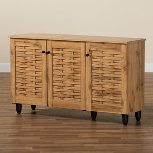 Baxton Studio Baxton Studio Winda Modern Oak Brown Shoe Cabinet - Stylish Storage Solution for Tidy Entryways 3-door SC864573 B-Wotan Oak