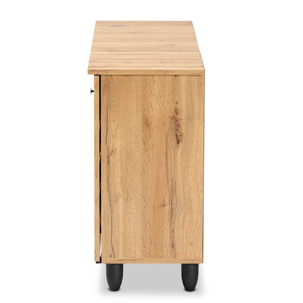 Baxton Studio Baxton Studio Gisela Compact Oak Brown Shoe Storage Cabinet - Stylish 3-Door Organizer for Small Spaces SC865513M-Wotan Oak