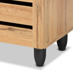 Baxton Studio Baxton Studio Gisela Compact Oak Brown Shoe Storage Cabinet - Stylish 3-Door Organizer for Small Spaces SC865513M-Wotan Oak