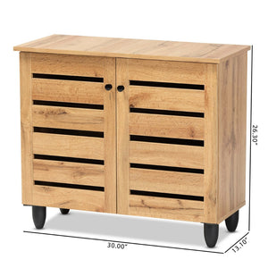 Baxton Studio Baxton Studio Gisela Modern Oak Brown Shoe Storage Cabinet with Slatted Doors for Stylish Organization SC865512M-Wotan Oak