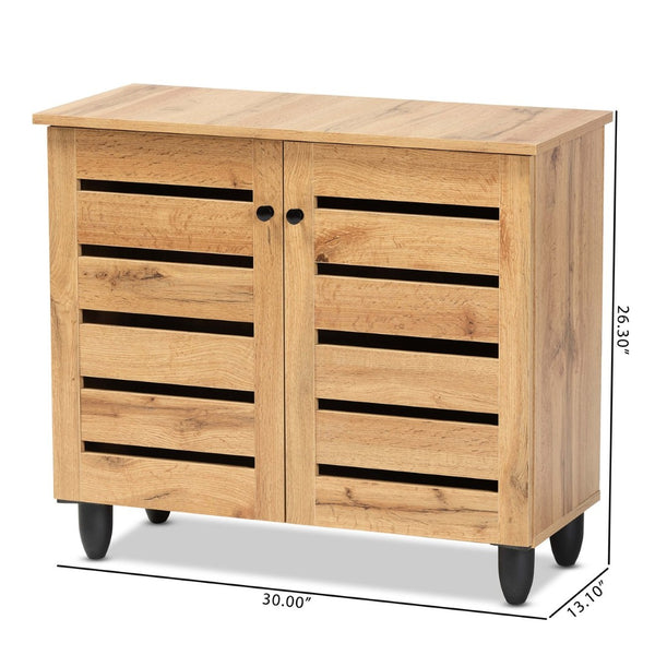 Baxton Studio Baxton Studio Gisela Modern Oak Brown Shoe Storage Cabinet with Slatted Doors for Stylish Organization SC865512M-Wotan Oak
