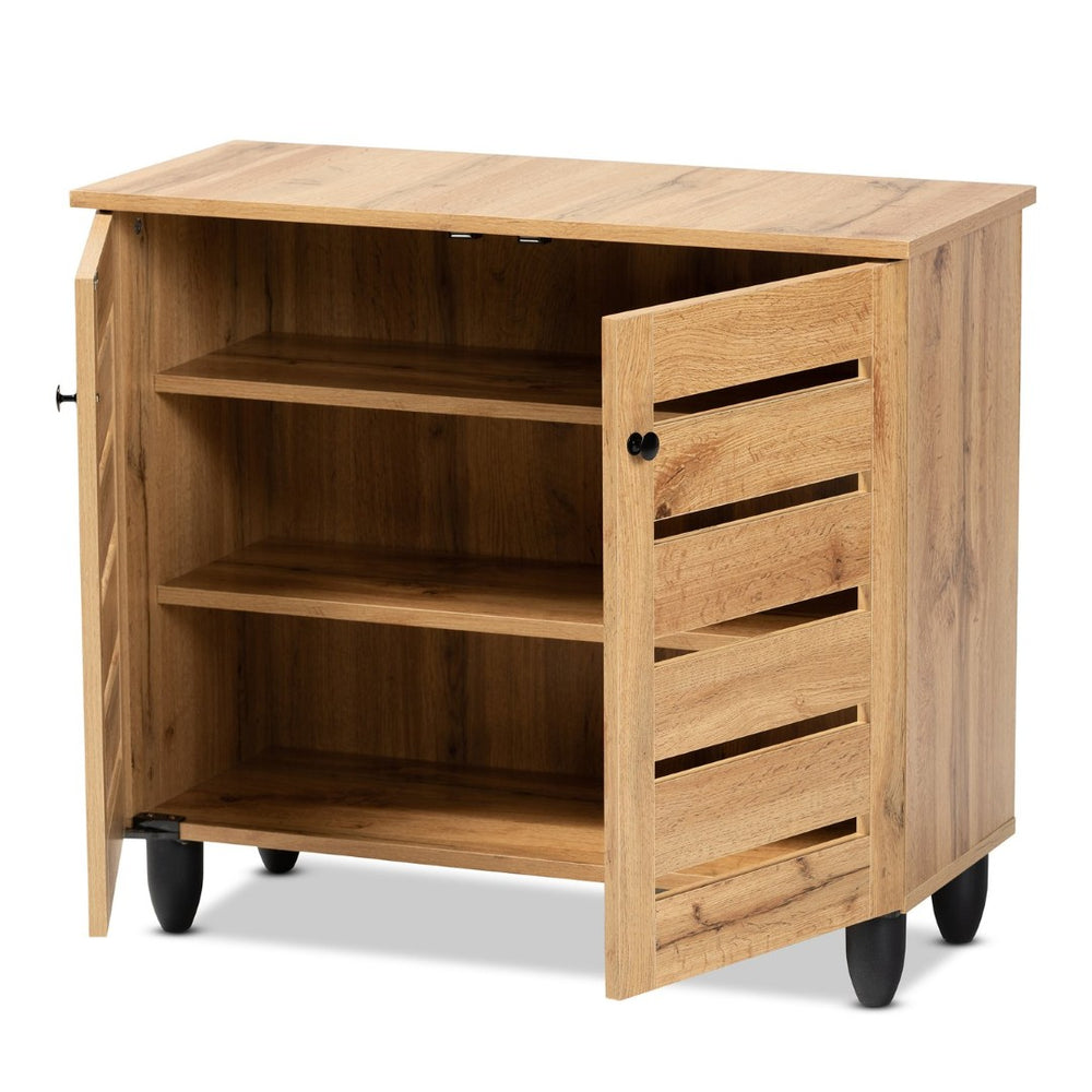 Baxton Studio Baxton Studio Gisela Modern Oak Brown Shoe Storage Cabinet with Slatted Doors for Stylish Organization SC865512M-Wotan Oak