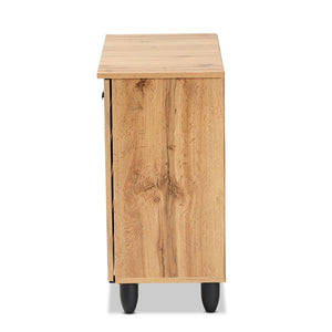 Baxton Studio Baxton Studio Gisela Modern Oak Brown Shoe Storage Cabinet with Slatted Doors for Stylish Organization SC865512M-Wotan Oak