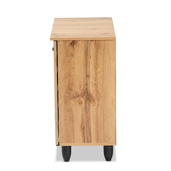 Baxton Studio Baxton Studio Gisela Modern Oak Brown Shoe Storage Cabinet with Slatted Doors for Stylish Organization SC865512M-Wotan Oak