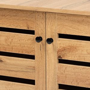 Baxton Studio Baxton Studio Gisela Modern Oak Brown Shoe Storage Cabinet with Slatted Doors for Stylish Organization SC865512M-Wotan Oak