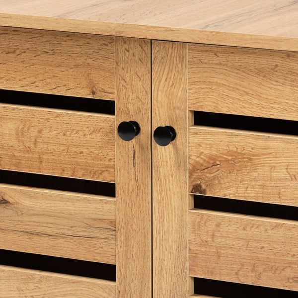 Baxton Studio Baxton Studio Gisela Modern Oak Brown Shoe Storage Cabinet with Slatted Doors for Stylish Organization SC865512M-Wotan Oak