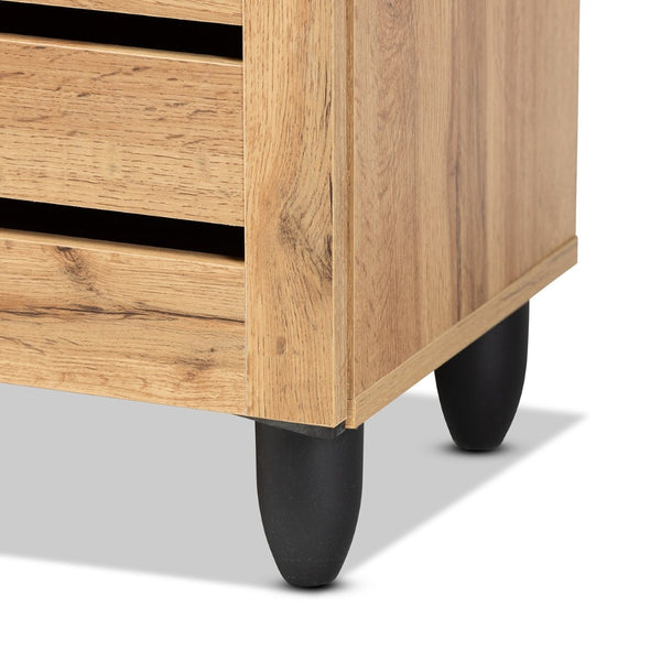 Baxton Studio Baxton Studio Gisela Modern Oak Brown Shoe Storage Cabinet with Slatted Doors for Stylish Organization SC865512M-Wotan Oak